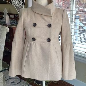 LOFT Double-breasted Wool Baby Doll Jacket with Flared Sleeved